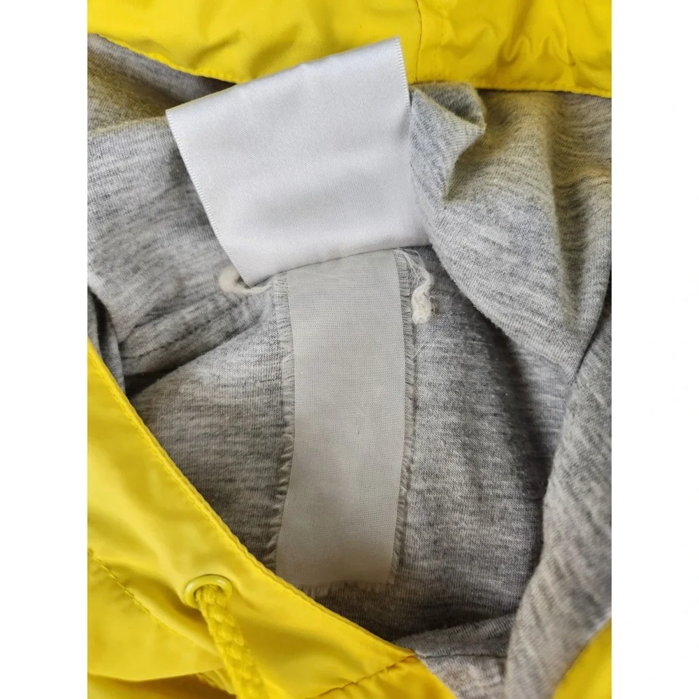 VTG Adidas Mens Windbreaker Jacket Yellow Black stripe Cotton Lined Hoodie LARGE